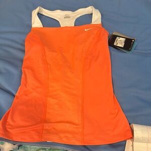 Nike Orange and White Racerback Tank Top